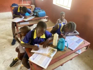 Students in new classroom