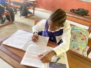 Student in new classroom