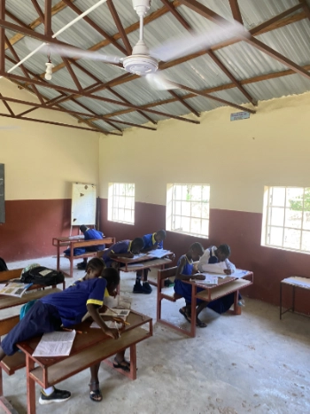 school with electric fans