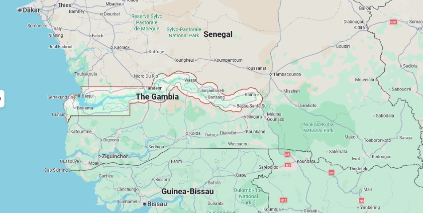Map of The Gambia